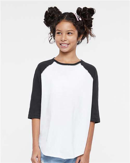 6130 - Youth Baseball Fine Jersey Three-Quarter Sleeve Tee
