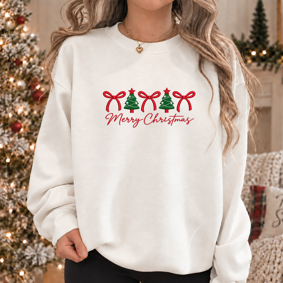 Merry Christmas Sweatshirt - Embroidered Apparel