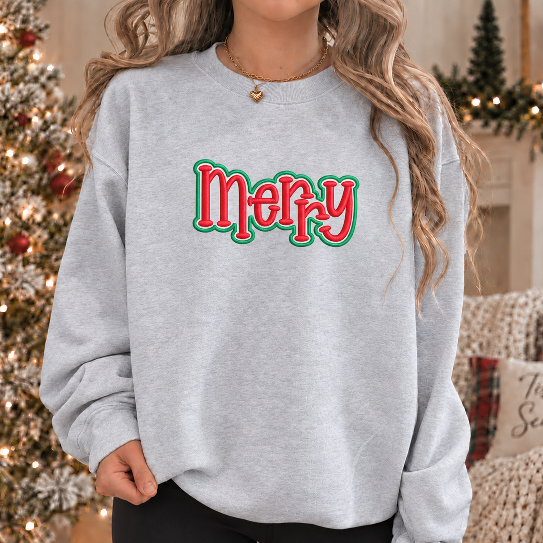 Merry Sweatshirt - Embroidered Apparel
