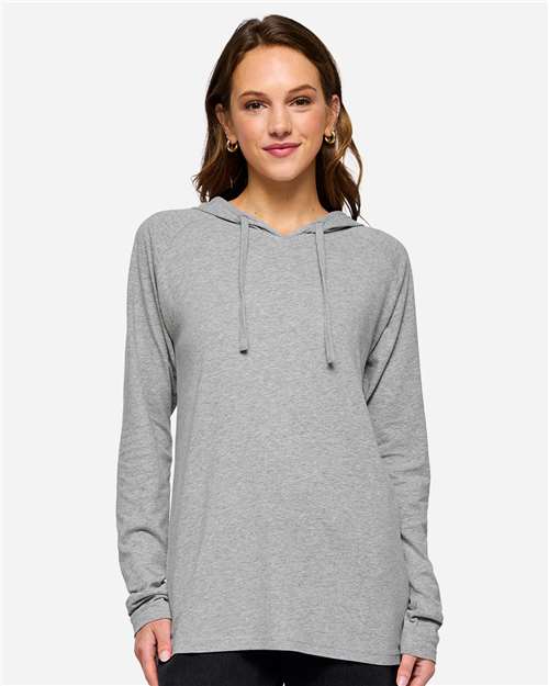 6917 - Unisex Fine Jersey Hooded Long Sleeve Raglan Tee