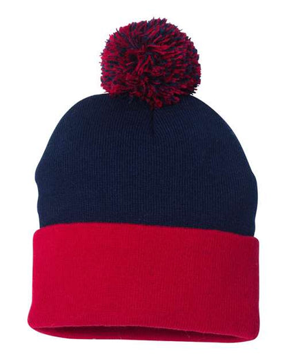 SP15 - 12" Pom-Pom Cuffed Beanie