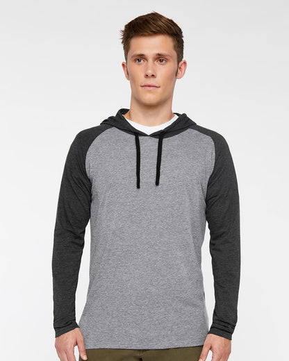 6917 - Unisex Fine Jersey Hooded Long Sleeve Raglan Tee