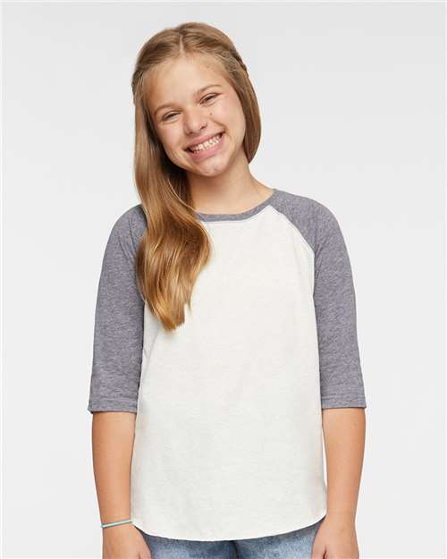 6130 - Youth Baseball Fine Jersey Three-Quarter Sleeve Tee