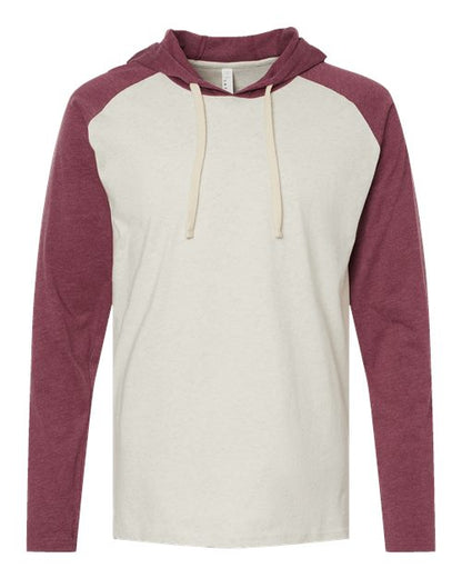 6917 - Unisex Fine Jersey Hooded Long Sleeve Raglan Tee
