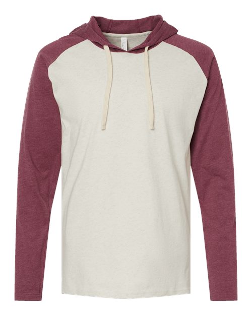 6917 - Unisex Fine Jersey Hooded Long Sleeve Raglan Tee