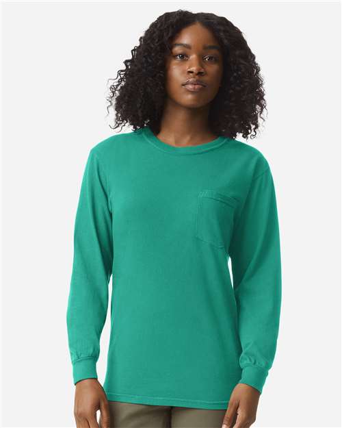 4410 - Unisex Garment-Dyed Heavyweight Long Sleeve Pocket T-Shirt