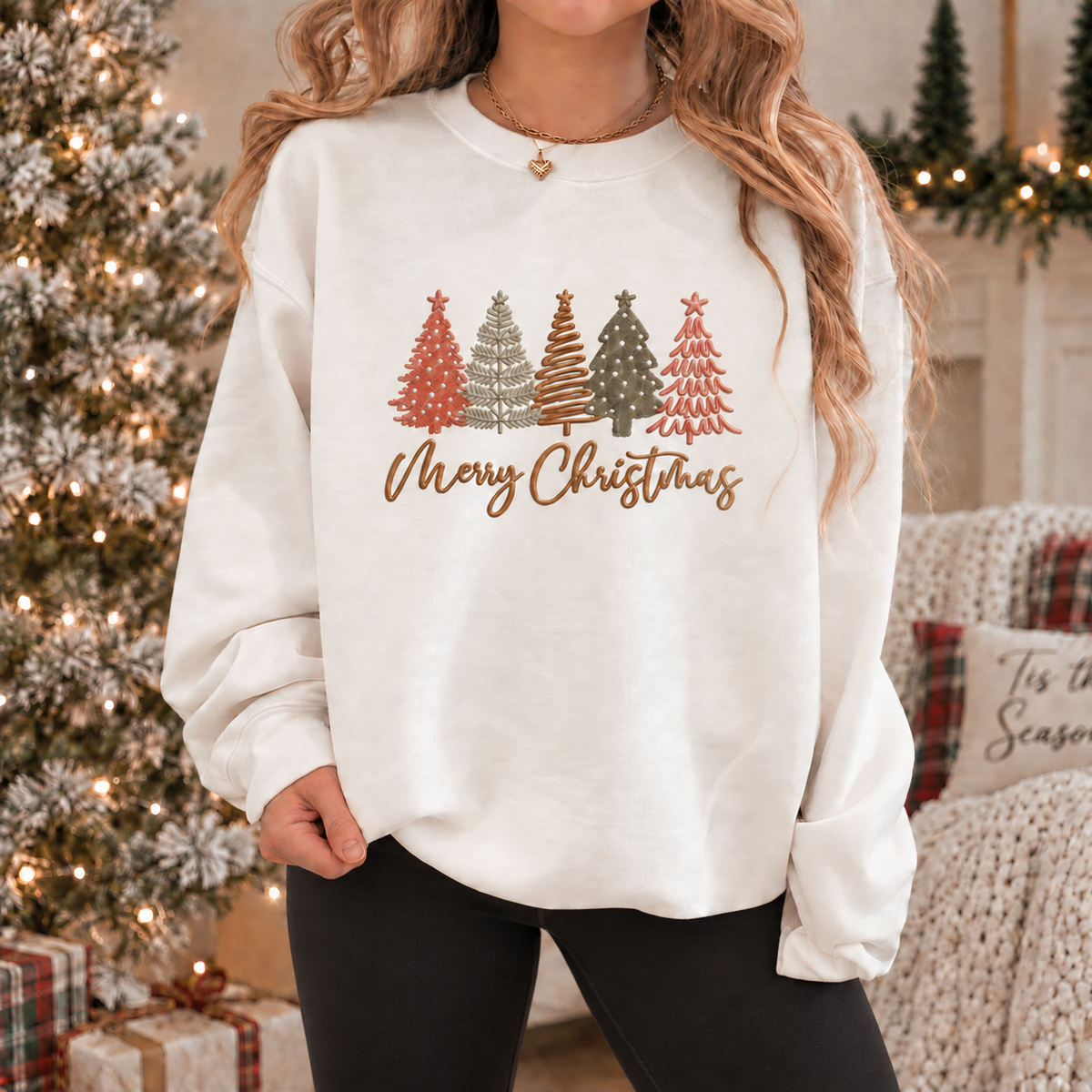 Merry Christmas Sweatshirt - Embroidered Apparel