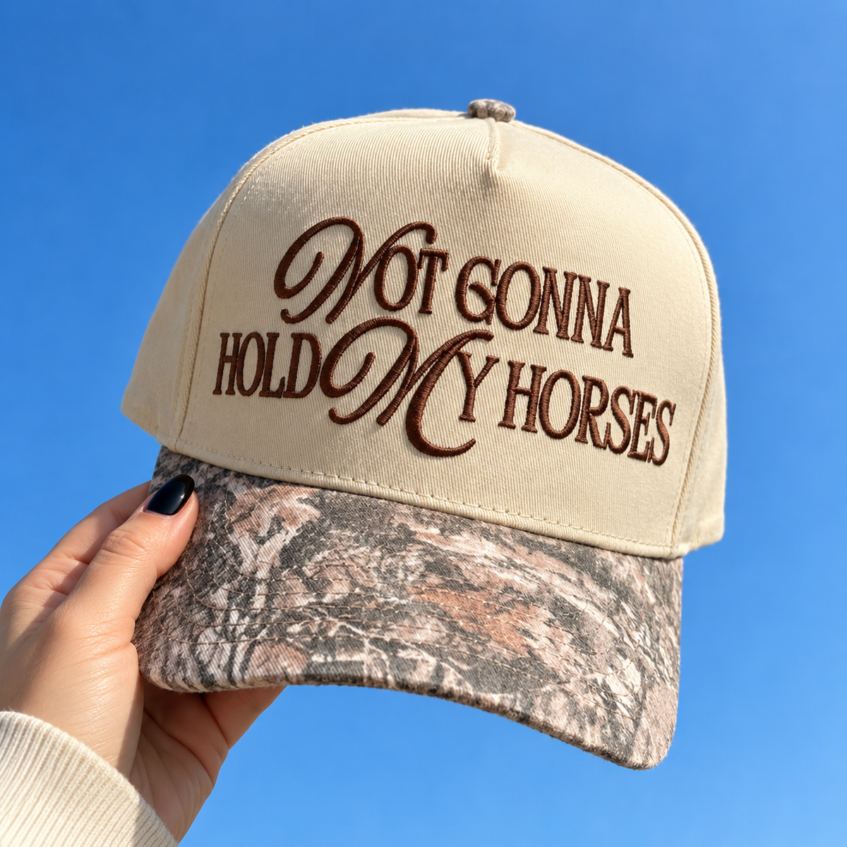 Wholesale Not Gonna Hold My Horses Embroidered Hat