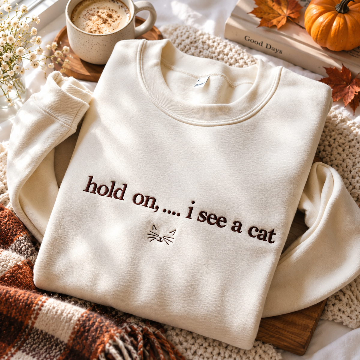 Hold On… I See a Cat - Embroidered Apparel