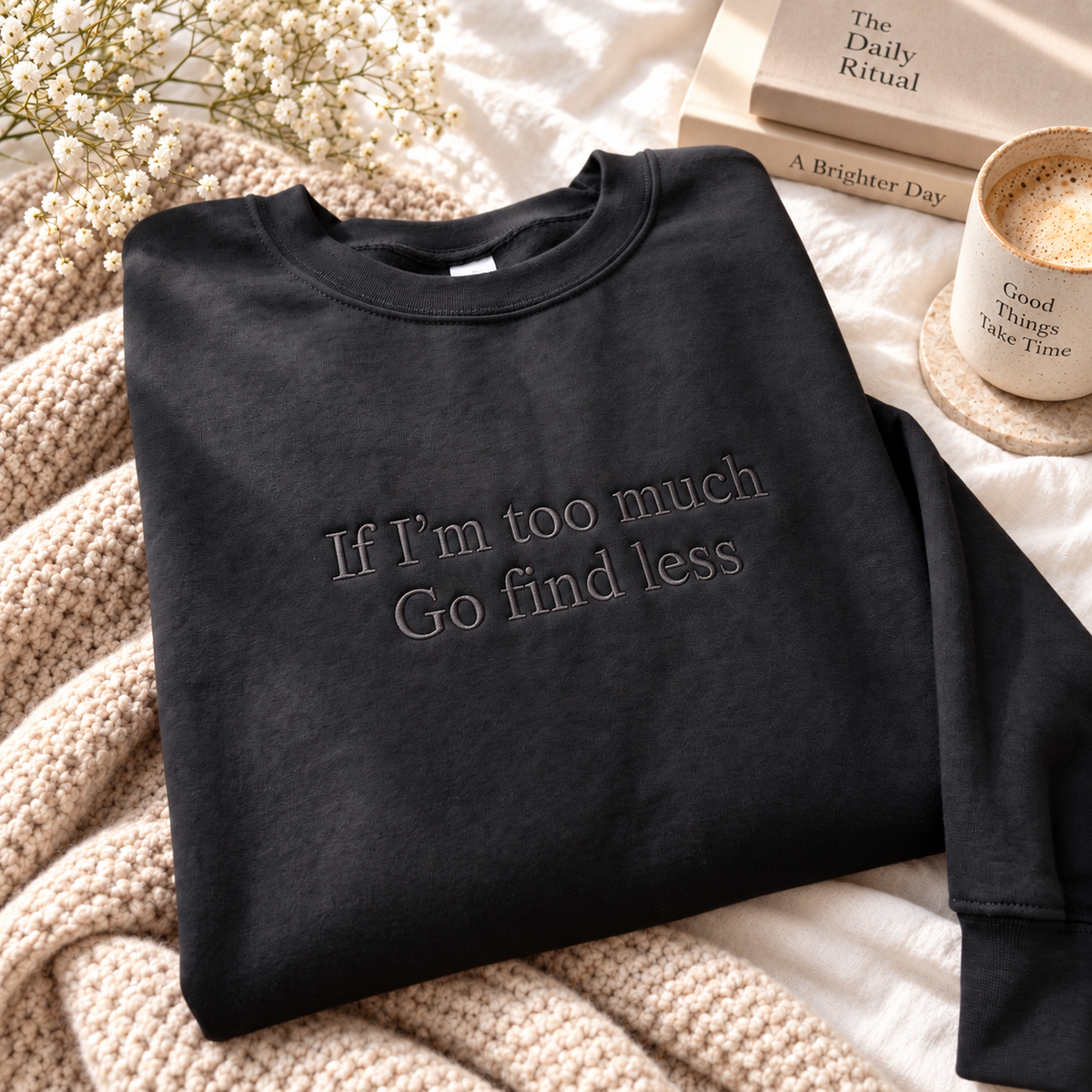 If I’m Too Much, Go Find Less - Embroidered Apparel